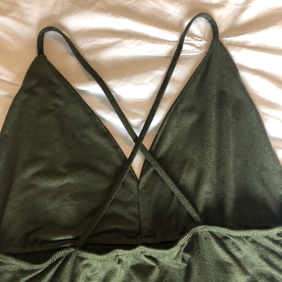 NWOT Green Suede Bodysuit - Picture 3 of 5